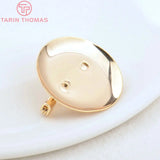 6PCS 25.5MM 24K Plated Brass Brooch Base with Safety Pins