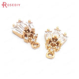 10PCS 9x15MM 24K Brass Zircon Charms Pendants DIY Jewelry Findings