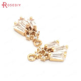 10PCS 9x15MM 24K Brass Zircon Charms Pendants DIY Jewelry Findings