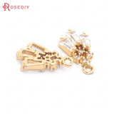 10PCS 9x15MM 24K Brass Zircon Charms Pendants DIY Jewelry Findings