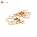 10PCS 9x15MM 24K Brass Zircon Charms Pendants DIY Jewelry Findings
