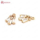 10PCS 9x15MM 24K Brass Zircon Charms Pendants DIY Jewelry Findings