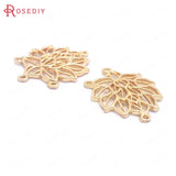 10PCS 18.5x24.5MM 24K Brass Hollow Lotus Connect Charms Pendants