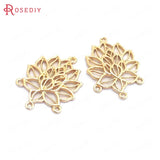 10PCS 18.5x24.5MM 24K Brass Hollow Lotus Connect Charms Pendants