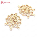 10PCS 18.5x24.5MM 24K Brass Hollow Lotus Connect Charms Pendants