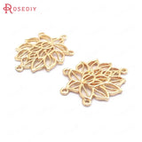 10PCS 18.5x24.5MM 24K Brass Hollow Lotus Connect Charms Pendants