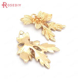 10PCS 18x25MM 24K Brass Tree Leaf Charms Pendants DIY Jewelry Supplies