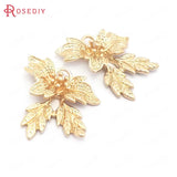 10PCS 18x25MM 24K Brass Tree Leaf Charms Pendants DIY Jewelry Supplies