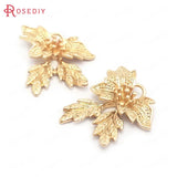 10PCS 18x25MM 24K Brass Tree Leaf Charms Pendants DIY Jewelry Supplies