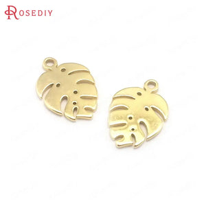 10PCS 9x13MM 24K Brass Tree Leaf Charms Pendants