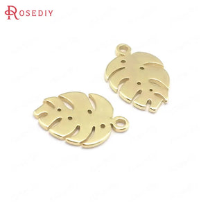 10PCS 9x13MM 24K Brass Tree Leaf Charms Pendants