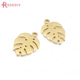 10PCS 9x13MM 24K Brass Tree Leaf Charms Pendants