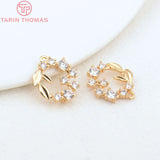 4PCS 14MM Hole 1MM 24K Brass Zircon Anadem Charms for Jewelry Making