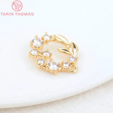 4PCS 14MM Hole 1MM 24K Brass Zircon Anadem Charms for Jewelry Making