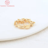 4PCS 14MM Hole 1MM 24K Brass Zircon Anadem Charms for Jewelry Making