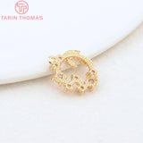 4PCS 14MM Hole 1MM 24K Brass Zircon Anadem Charms for Jewelry Making
