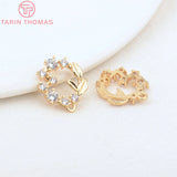 4PCS 14MM Hole 1MM 24K Brass Zircon Anadem Charms for Jewelry Making