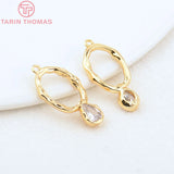 6PCS 11x20MM 24K Brass Zircon Drop Charms High Jewelry Findings