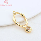 6PCS 11x20MM 24K Brass Zircon Drop Charms High Jewelry Findings