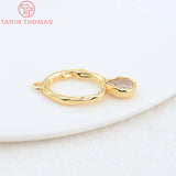 6PCS 11x20MM 24K Brass Zircon Drop Charms High Jewelry Findings