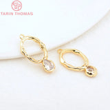 6PCS 11x20MM 24K Brass Zircon Drop Charms High Jewelry Findings