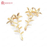6PCS 25x42MM Champagne Brass Flower Branch Charms Pendants