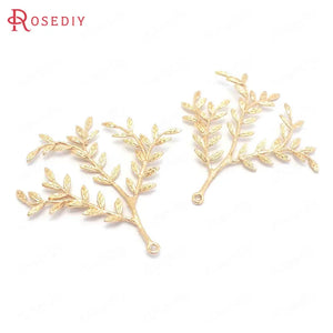 6PCS High Champagne Brass Tree Branch Charms Pendants DIY Jewelry Making