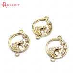 6PCS 15x20MM High Champagne Brass and Zircon Sea Spray Connect Charms Pendants