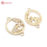 6PCS 15x20MM High Champagne Brass and Zircon Sea Spray Connect Charms Pendants