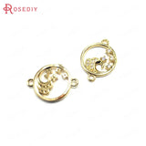 6PCS 15x20MM High Champagne Brass and Zircon Sea Spray Connect Charms Pendants