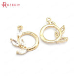 10PCS Champagne Brass Zircon Tree leaf Charms Pendants