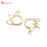 10PCS Champagne Brass Zircon Tree leaf Charms Pendants
