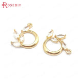 10PCS Champagne Brass Zircon Tree leaf Charms Pendants