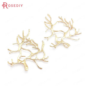 10PCS 32x36MM Champagne Brass Tree Branch Charms Pendants DIY Jewelry Findings