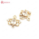 10PCS 13MM High Champagne Brass Zircon Connect Charms Pendants