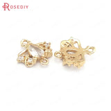 10PCS 13MM High Champagne Brass Zircon Connect Charms Pendants