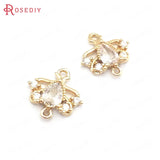 10PCS 13MM High Champagne Brass Zircon Connect Charms Pendants