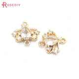 10PCS 13MM High Champagne Brass Zircon Connect Charms Pendants