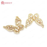 4PCS 22x28MM Brass Zircon Butterfly Charms Pendants DIY Jewelry Making