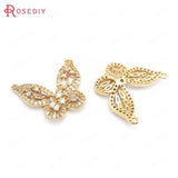 4PCS 22x28MM Brass Zircon Butterfly Charms Pendants DIY Jewelry Making