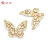 4PCS 22x28MM Brass Zircon Butterfly Charms Pendants DIY Jewelry Making
