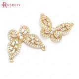 4PCS 22x28MM Brass Zircon Butterfly Charms Pendants DIY Jewelry Making