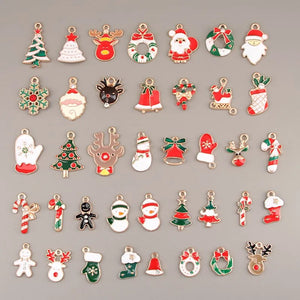 39pcs Colorful Christmas Enamel Charms Small Pendant Xmas DIY Jewelry Making