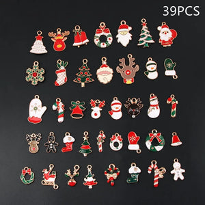 39pcs Colorful Christmas Enamel Charms Small Pendant Xmas DIY Jewelry Making