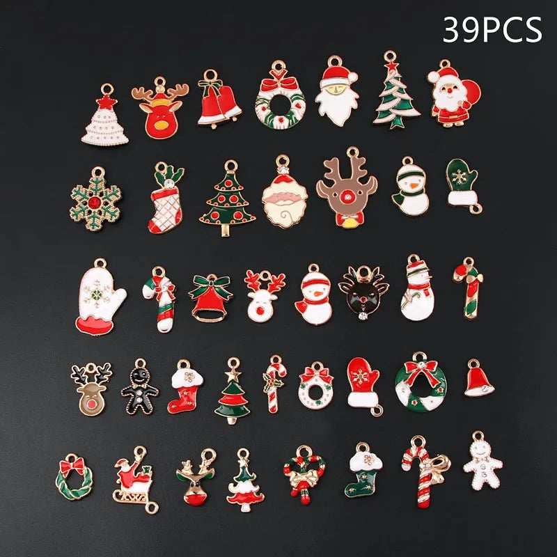 39pcs Colorful Christmas Enamel Charms Small Pendant Xmas DIY Jewelry Making