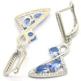 Green Peridot Violet Tanzanite CZ Silver Earrings for Women