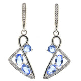 Green Peridot Violet Tanzanite CZ Silver Earrings for Women