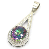 Pretty Green Emerald Pink Kunzite CZ Women 925 Silver Pendant