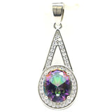 Pretty Green Emerald Pink Kunzite CZ Women 925 Silver Pendant