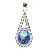 Pretty Green Emerald Pink Kunzite CZ Women 925 Silver Pendant